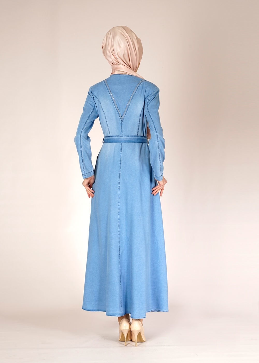 Tesettür giyim LACİVERT 1492 Noura Tesettür Pardesü