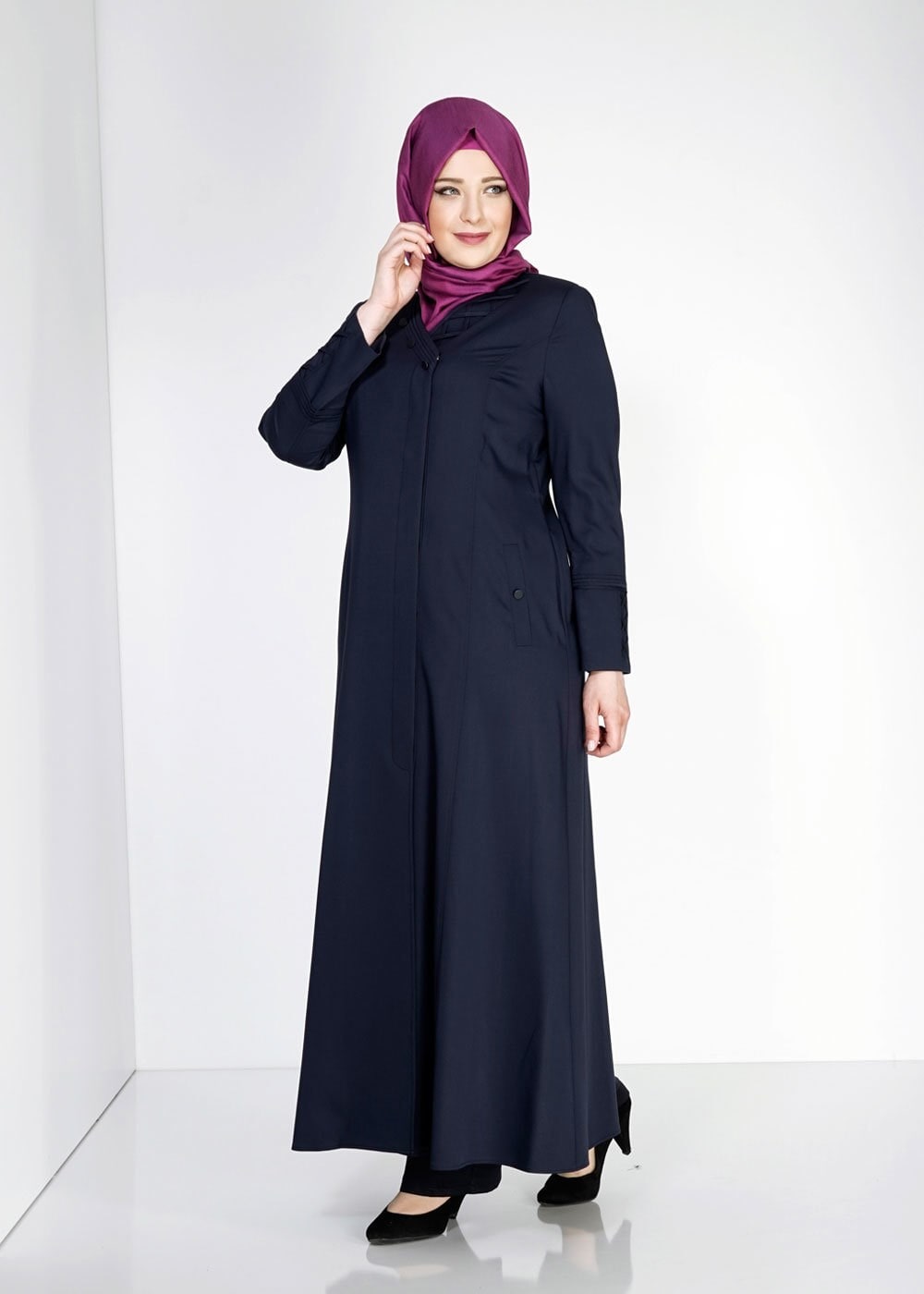 Tesettür giyim LACİVERT 1493 Dulce Tesettür Pardesü
