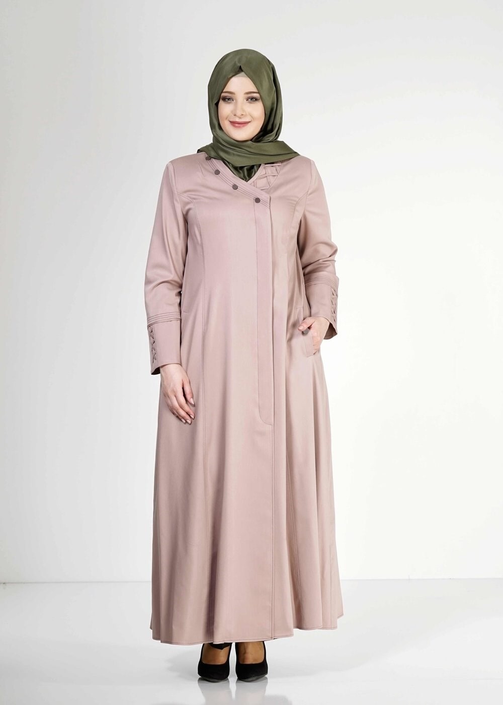 Tesettür giyim VİZON 1493 Dulce Tesettür Pardesü