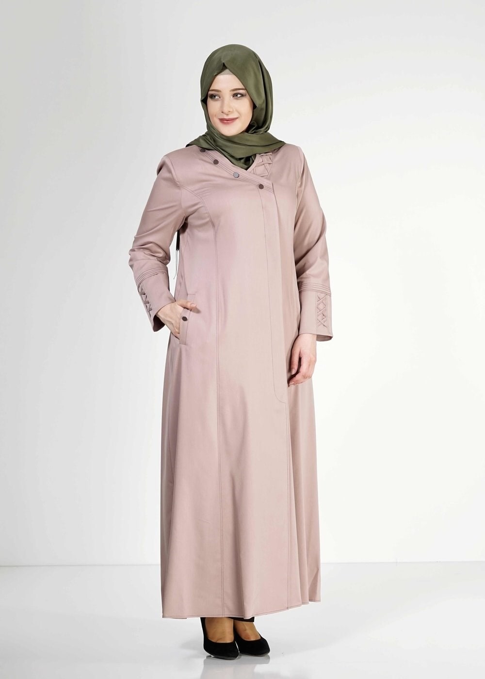 Tesettür giyim VİZON 1493 Dulce Tesettür Pardesü