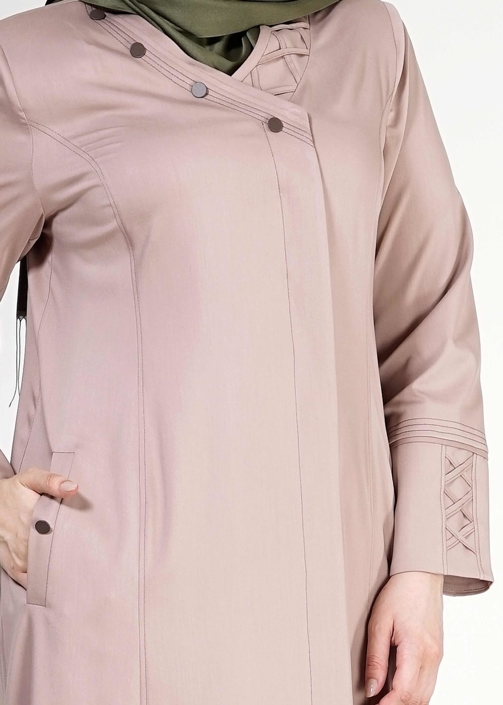 Tesettür giyim VİZON 1493 Dulce Tesettür Pardesü