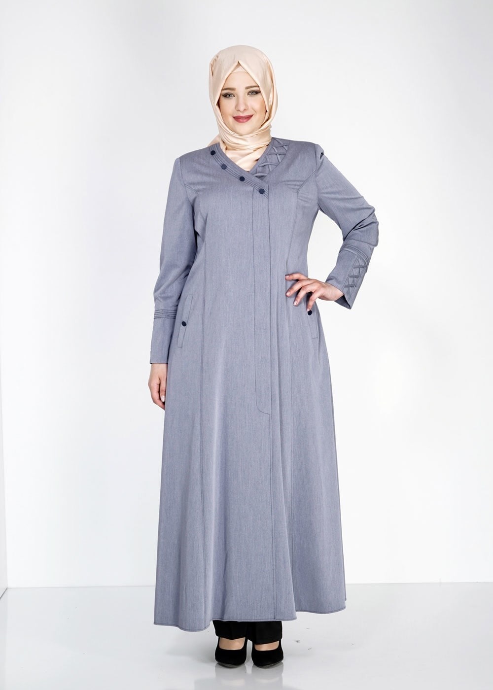 Tesettür giyim LACİVERT 1493 Dulce Tesettür Pardesü