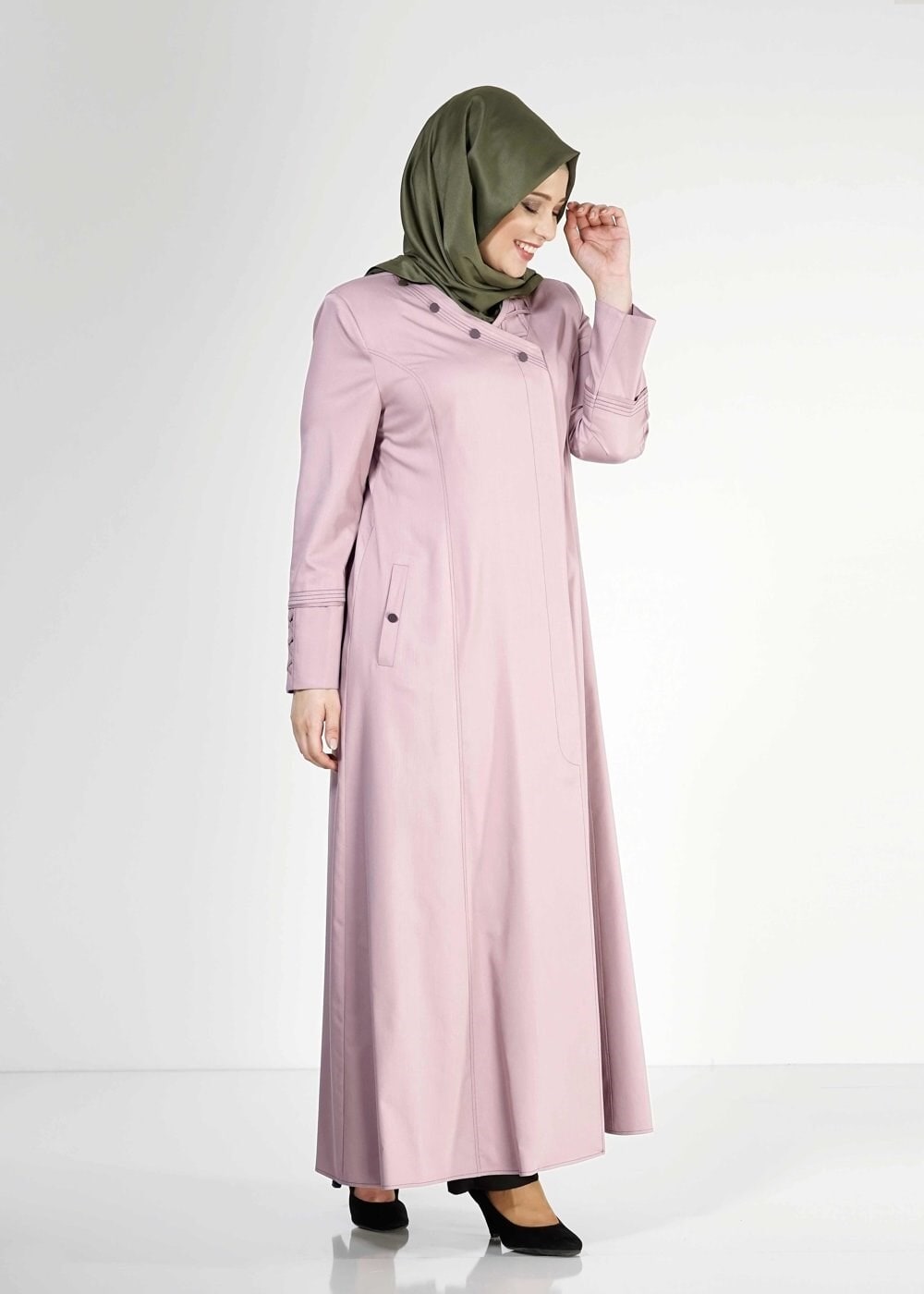 Tesettür giyim PUDRA 1493 Dulce Tesettür Pardesü