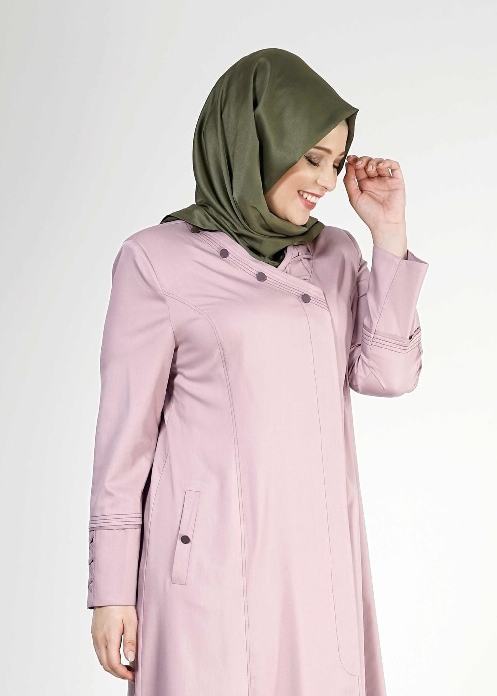 Tesettür giyim PUDRA 1493 Dulce Tesettür Pardesü