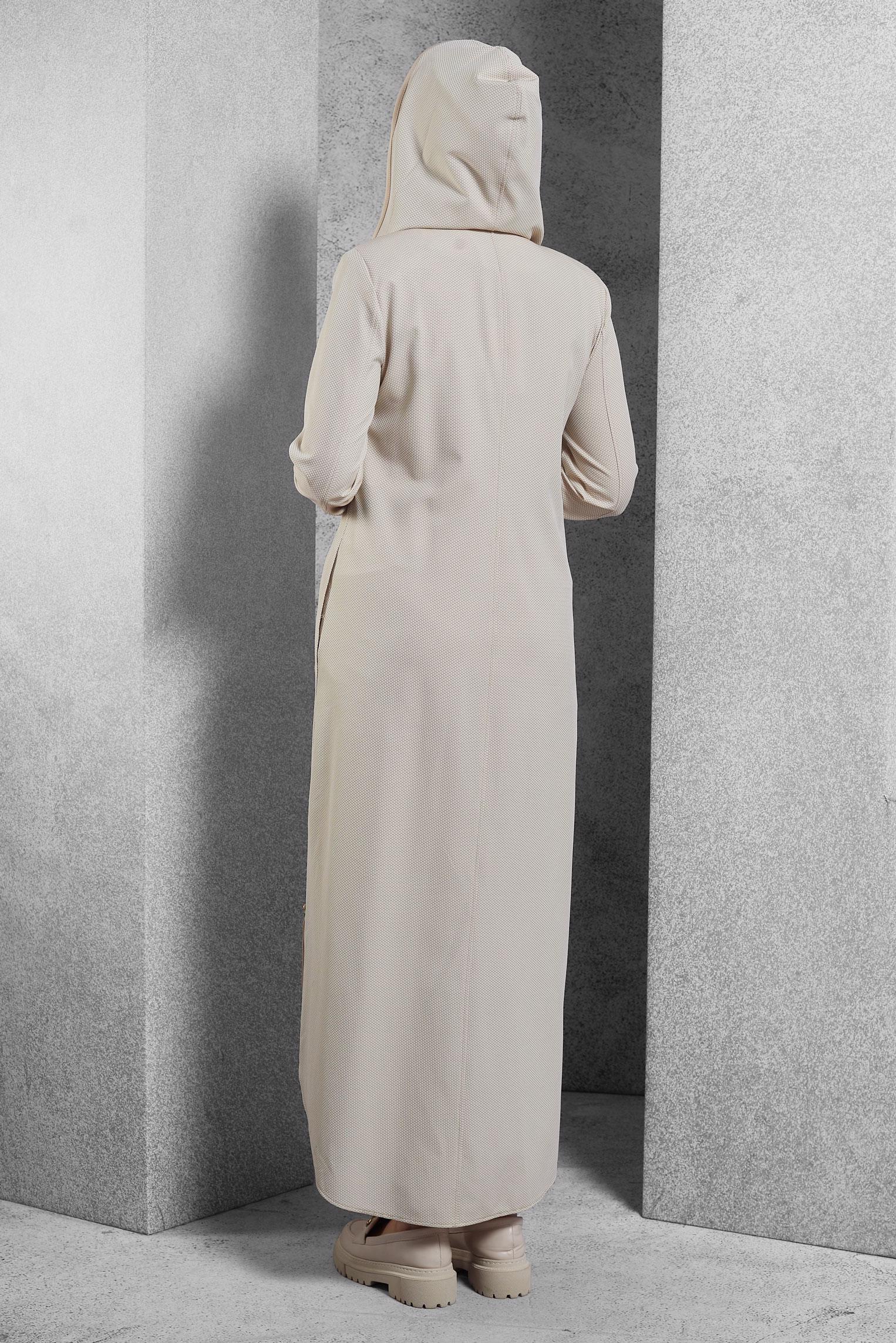 Tesettür giyim SARI KAPÜŞONLU PARDESÜ 1496