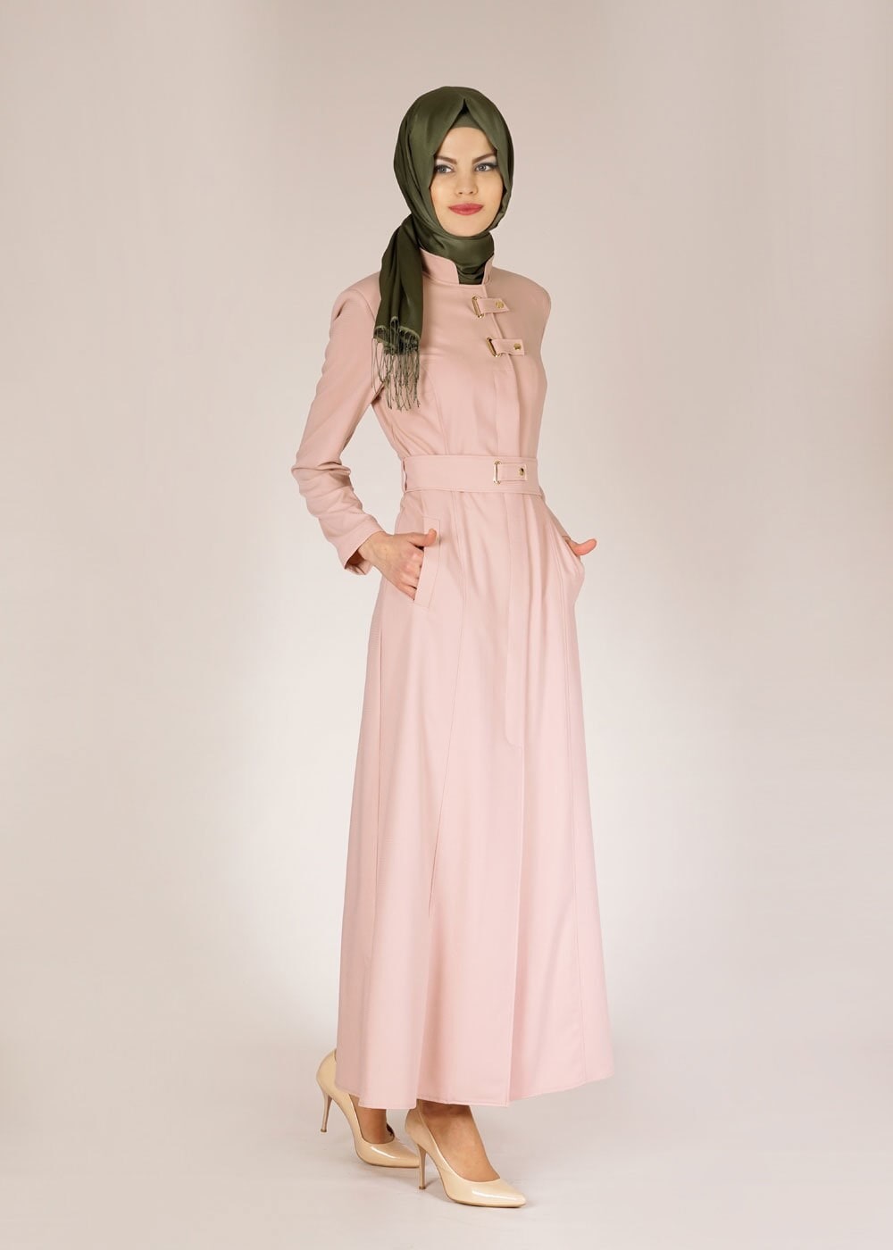 Tesettür giyim PUDRA 1508 Dorates Tesettür Pardesü