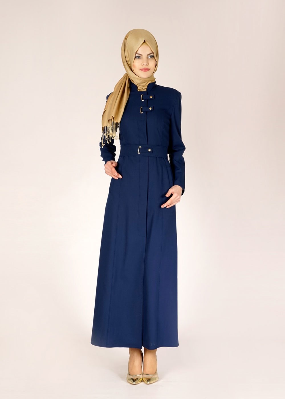 Tesettür giyim LACİVERT 1508 Dorates Tesettür Pardesü