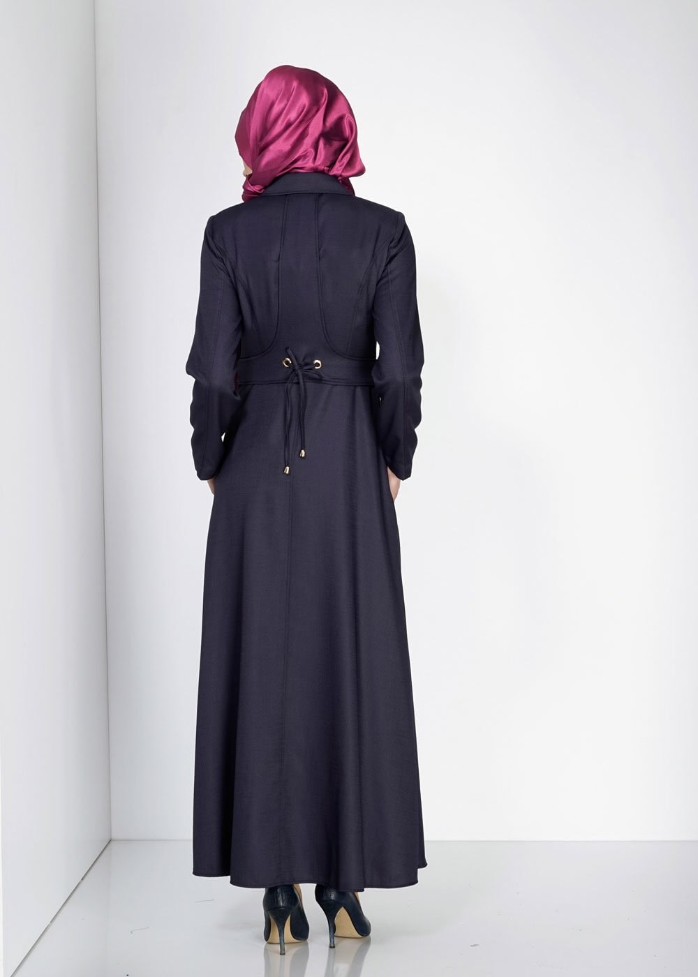 Tesettür giyim LACİVERT 1509 Sevilla Keten Tesettür Pardesü