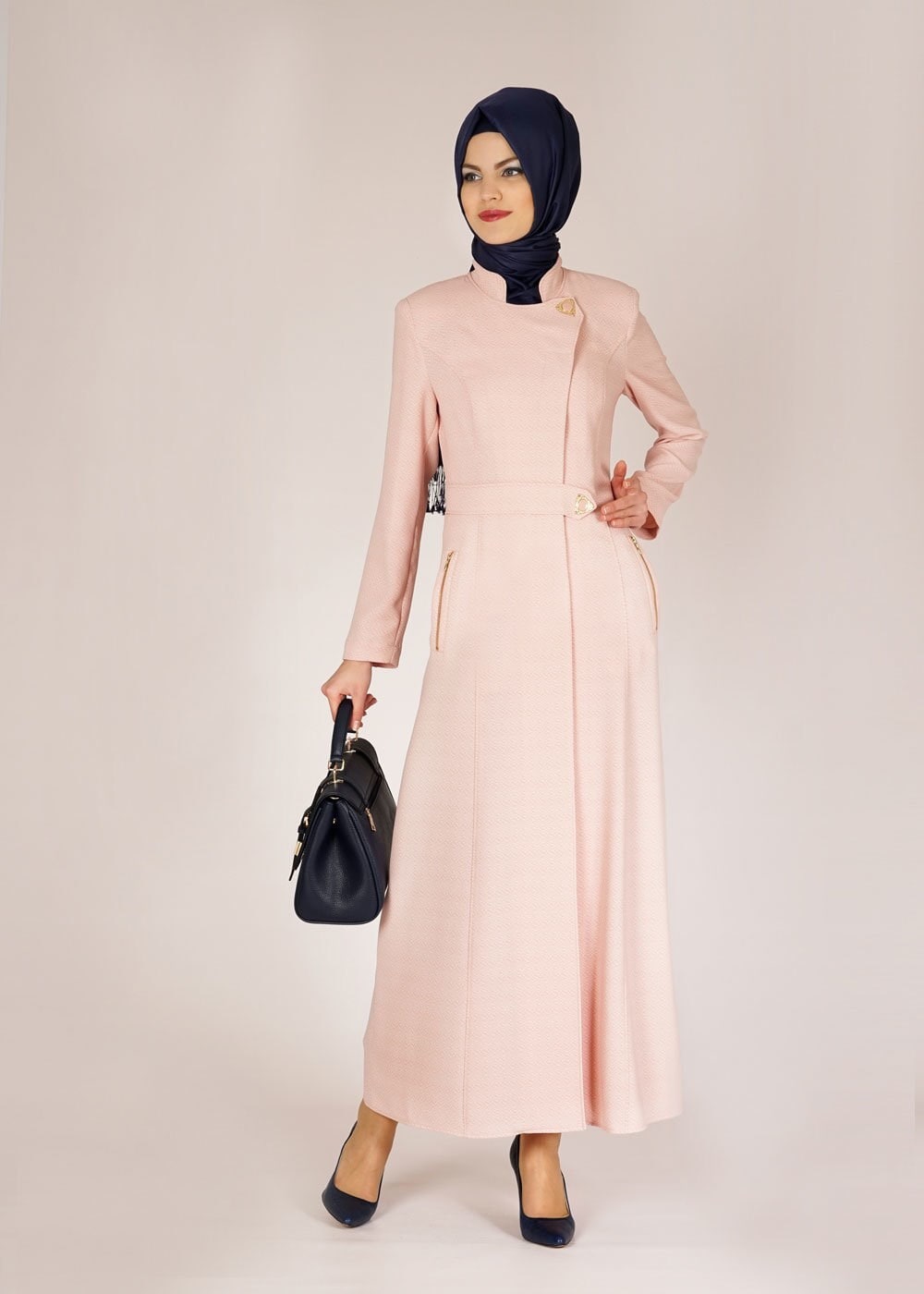 Tesettür giyim PUDRA 1511 Nazenin Tesettür Pardesü