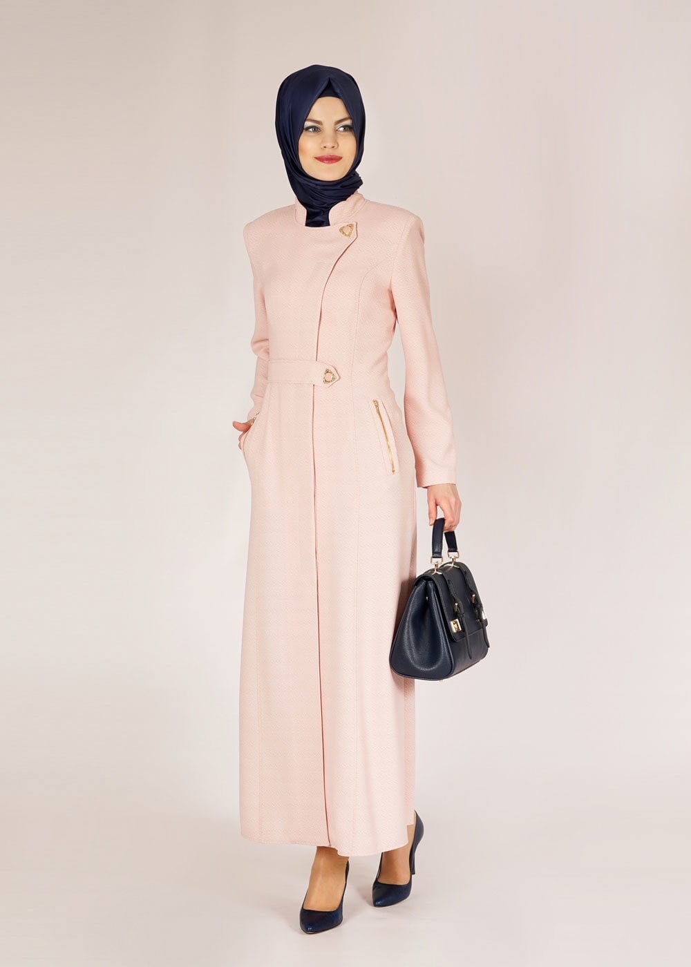 Tesettür giyim PUDRA 1511 Nazenin Tesettür Pardesü