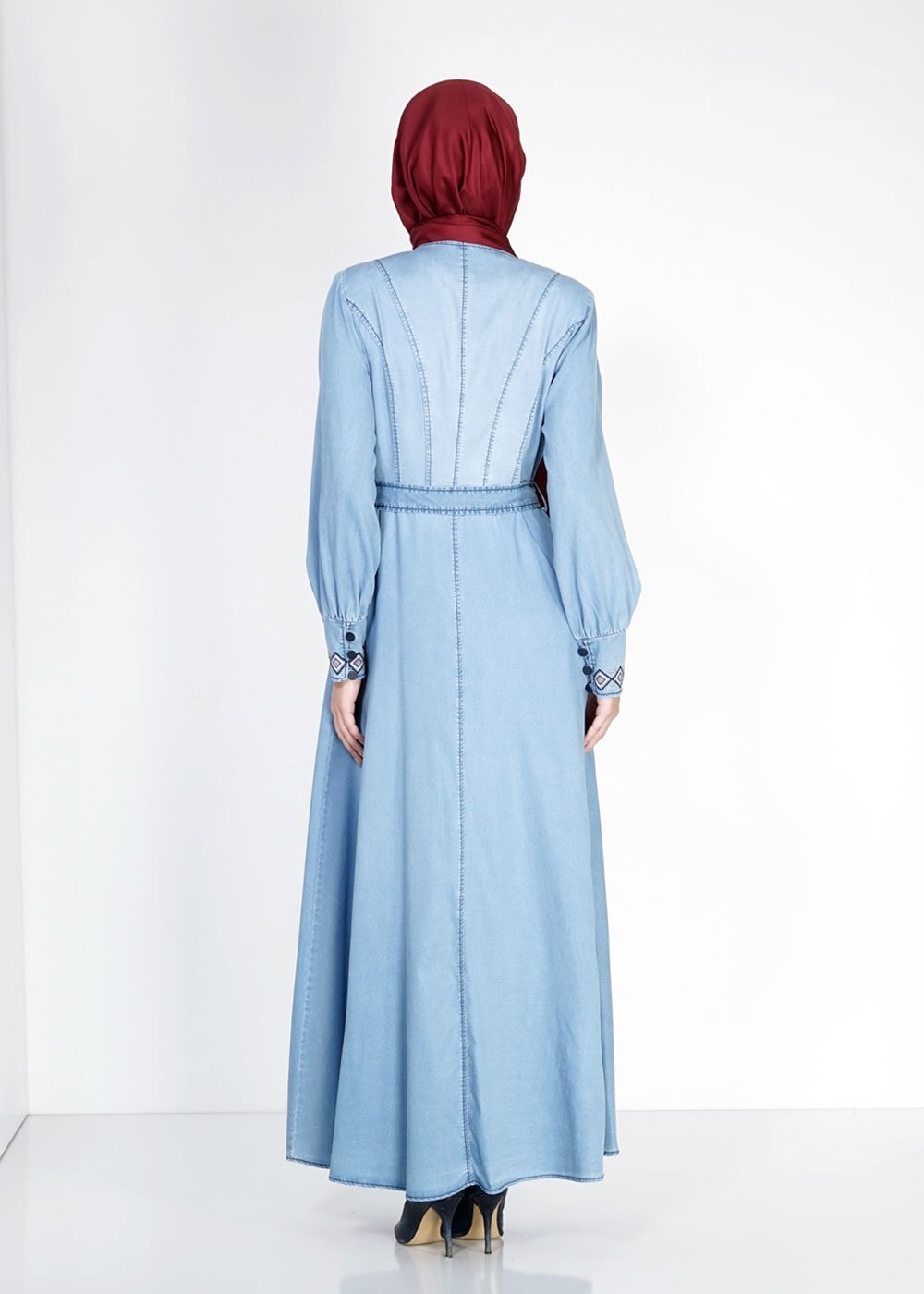 Tesettür giyim LACİVERT 1513 Noura Tesettür Pardesü