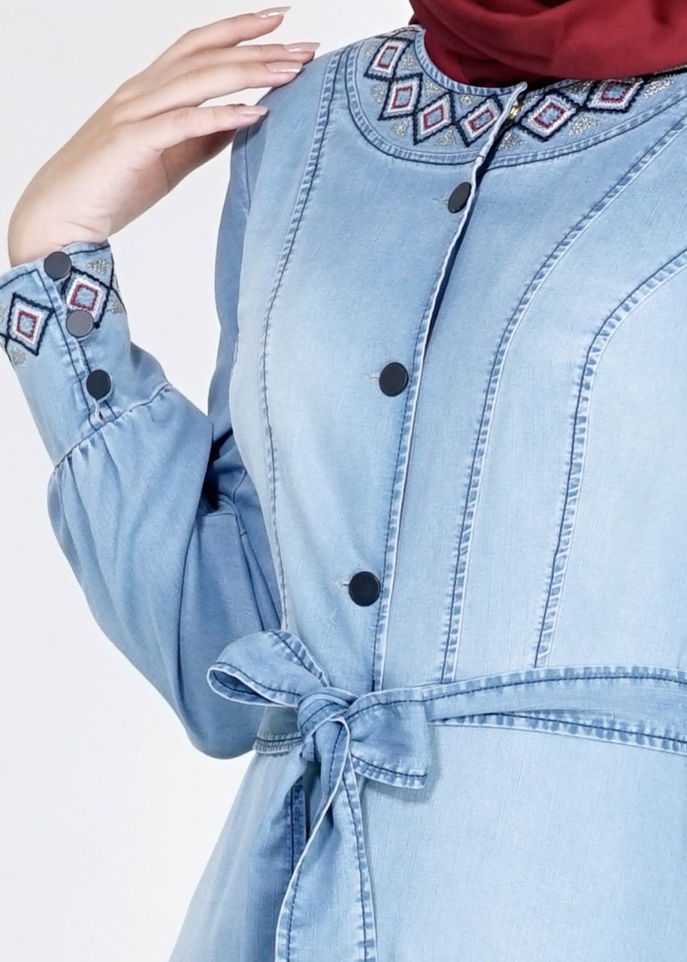 Tesettür giyim LACİVERT 1513 Noura Tesettür Pardesü