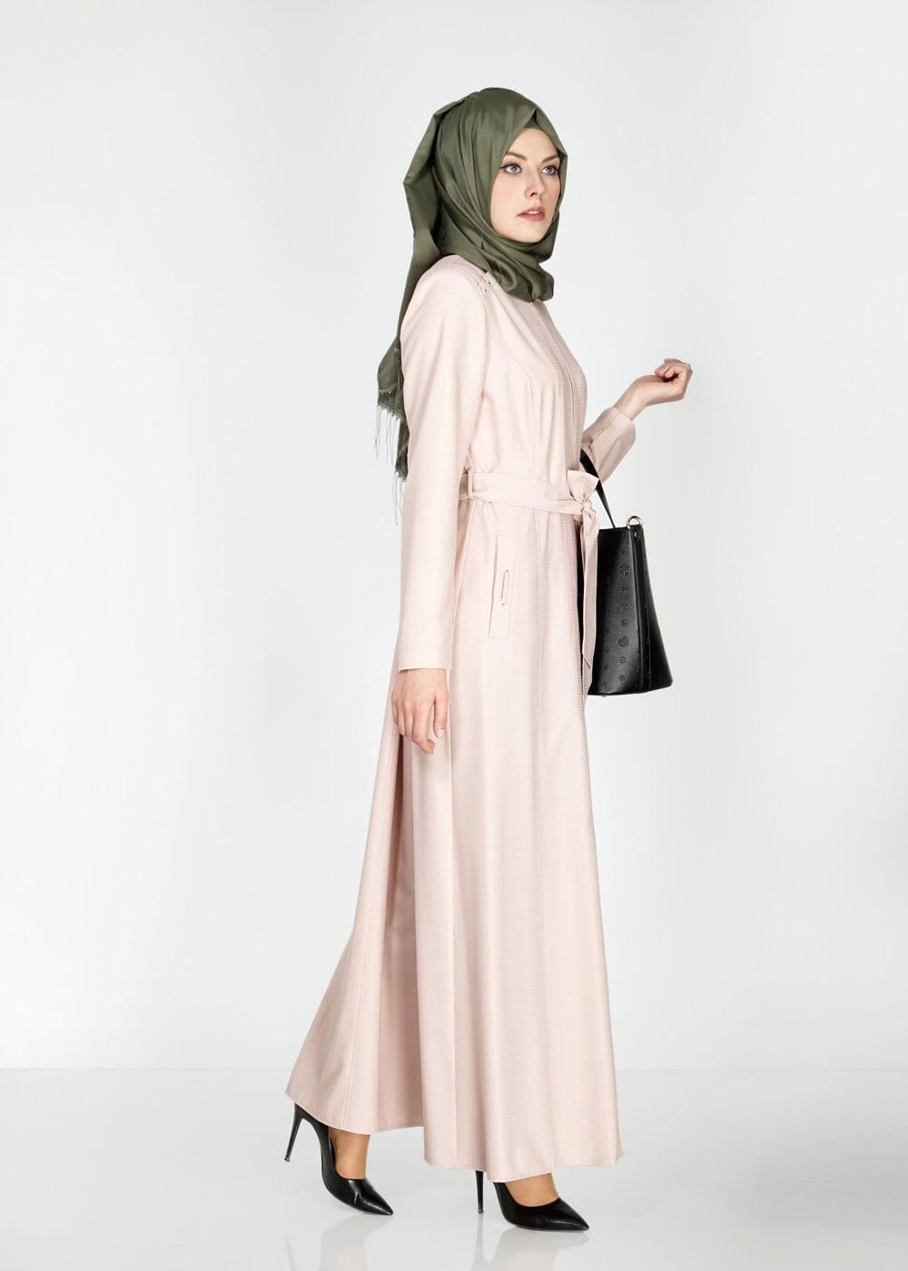 Tesettür giyim PUDRA ARKASI BAĞCIK DETAYLI PARDESÜ 1517
