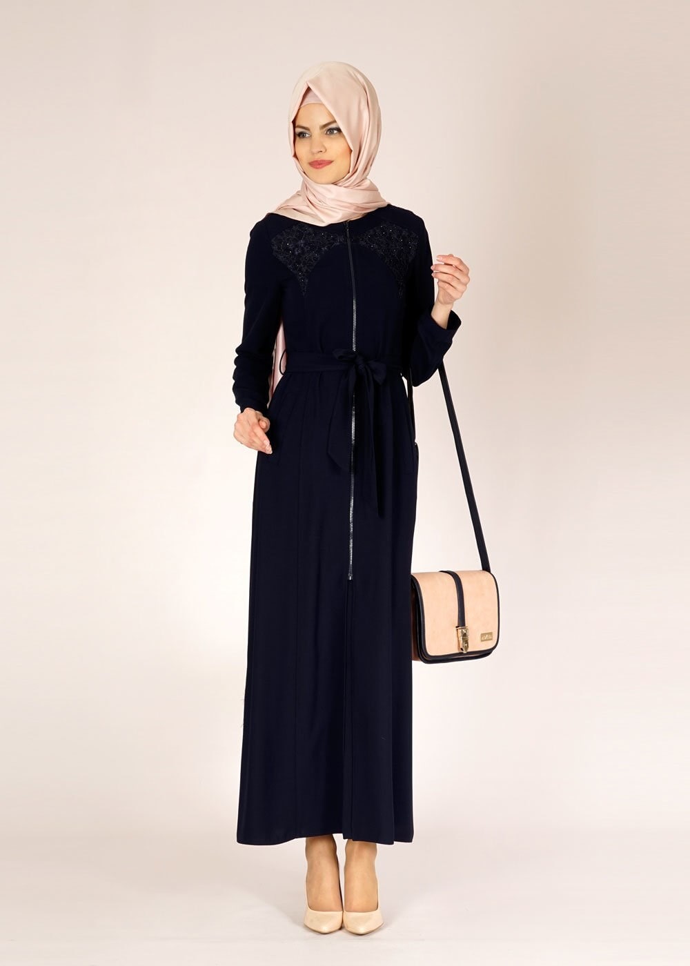 Tesettür giyim LACİVERT 1522 Farah Tesettür Pardesü