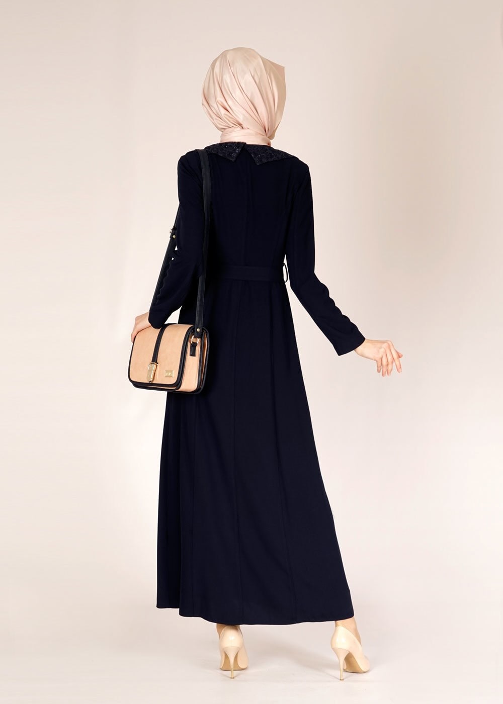 Tesettür giyim LACİVERT 1522 Farah Tesettür Pardesü