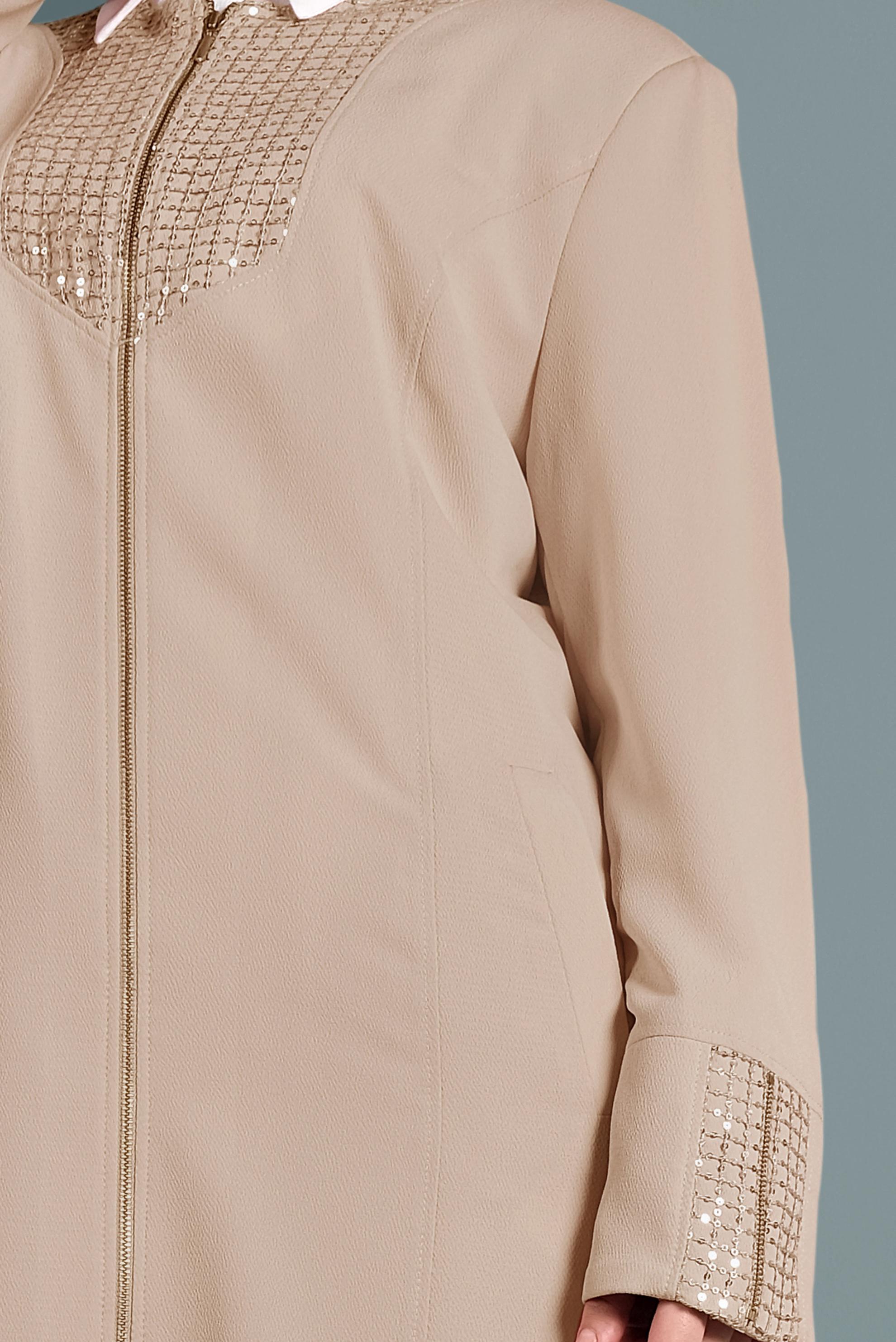 Tesettür giyim BEJ FERMUARLI PARDESÜ 1530