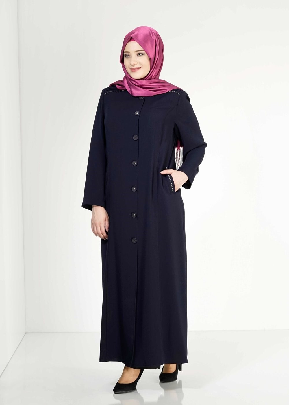 Tesettür giyim LACİVERT 1532 Rado Tesettür Pardesü