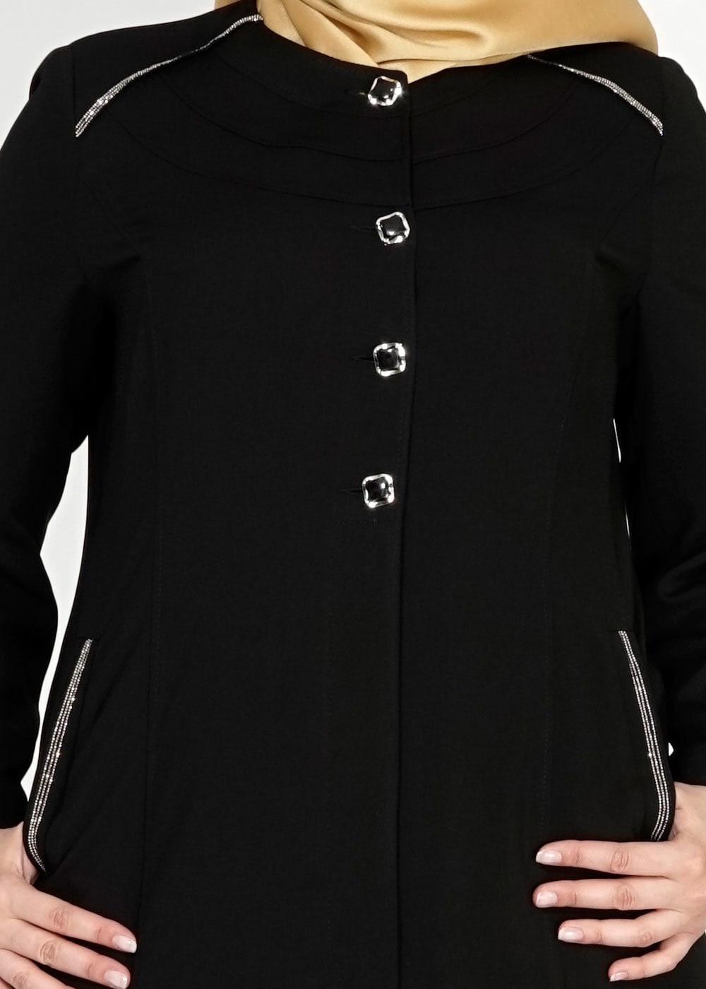 Tesettür giyim SİYAH 1533 Farah Tesettür Pardesü