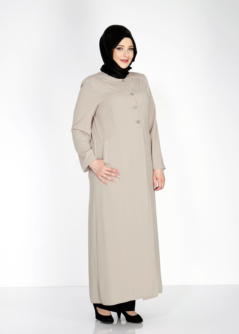 Tesettür giyim BEJ 1533 Farah Tesettür Pardesü