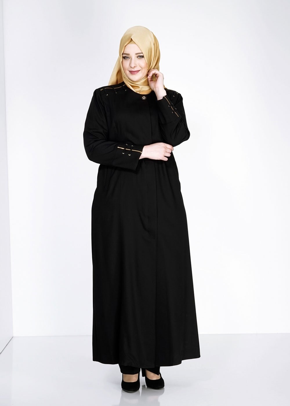Tesettür giyim SİYAH 1534 New Nice Tesettür Pardesü