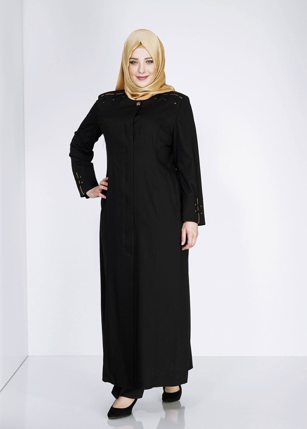 Tesettür giyim SİYAH 1534 New Nice Tesettür Pardesü