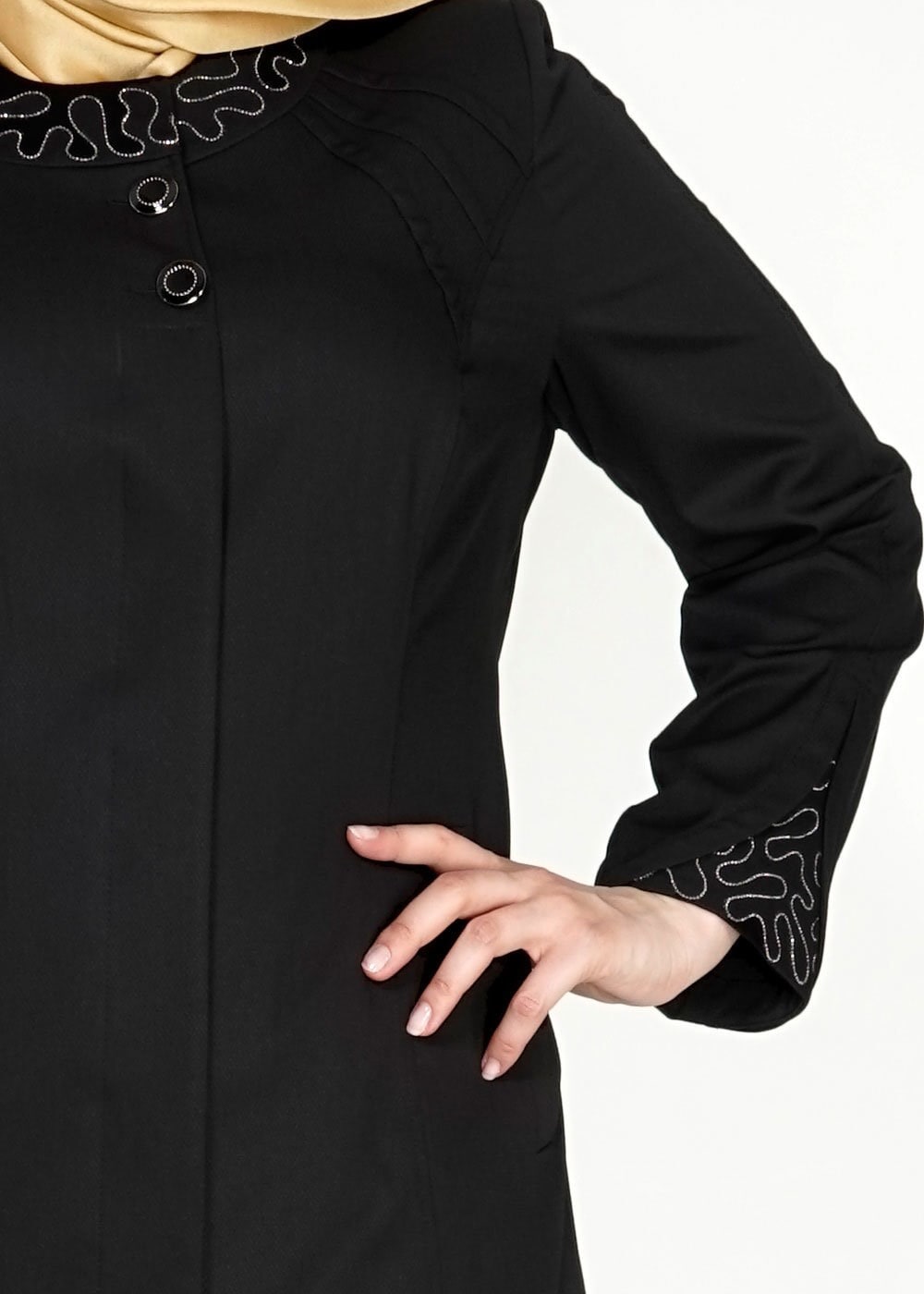 Tesettür giyim SİYAH 1535 İnessa Tesettür Pardesü