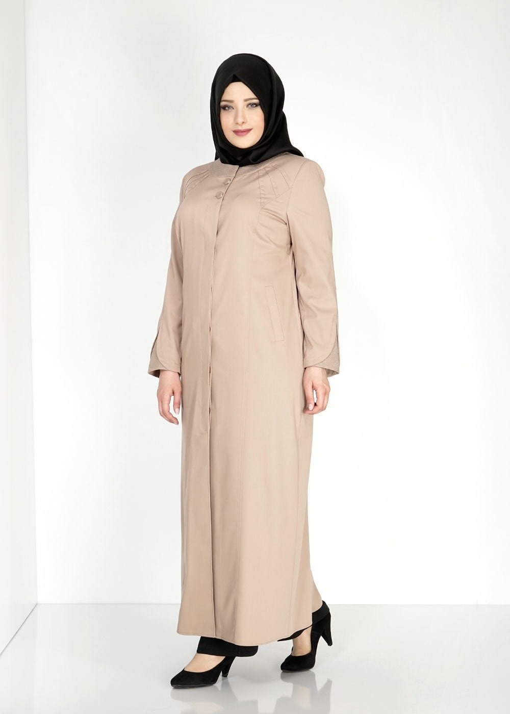 Tesettür giyim KAHVE 1535 İnessa Tesettür Pardesü