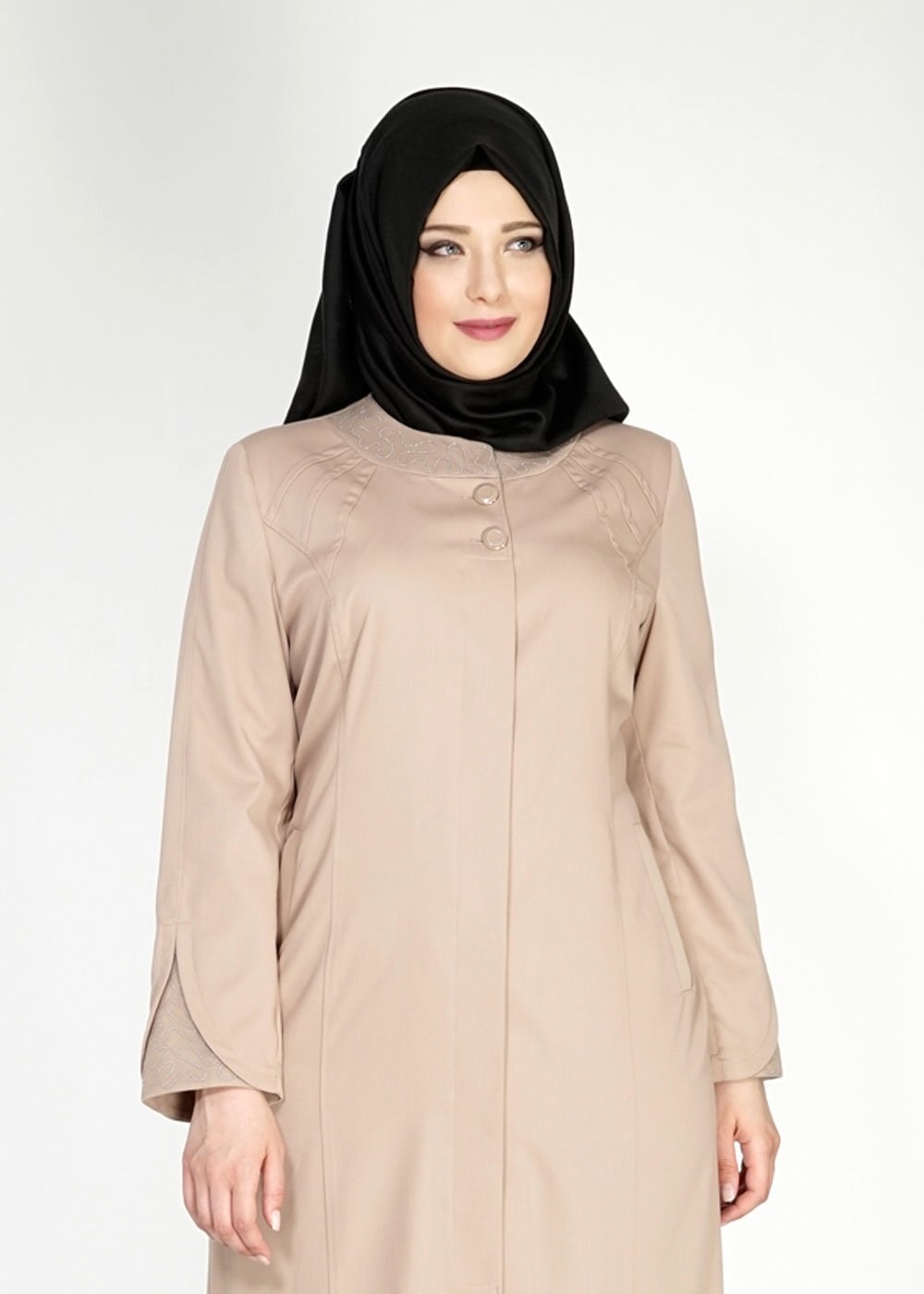 Tesettür giyim KAHVE 1535 İnessa Tesettür Pardesü