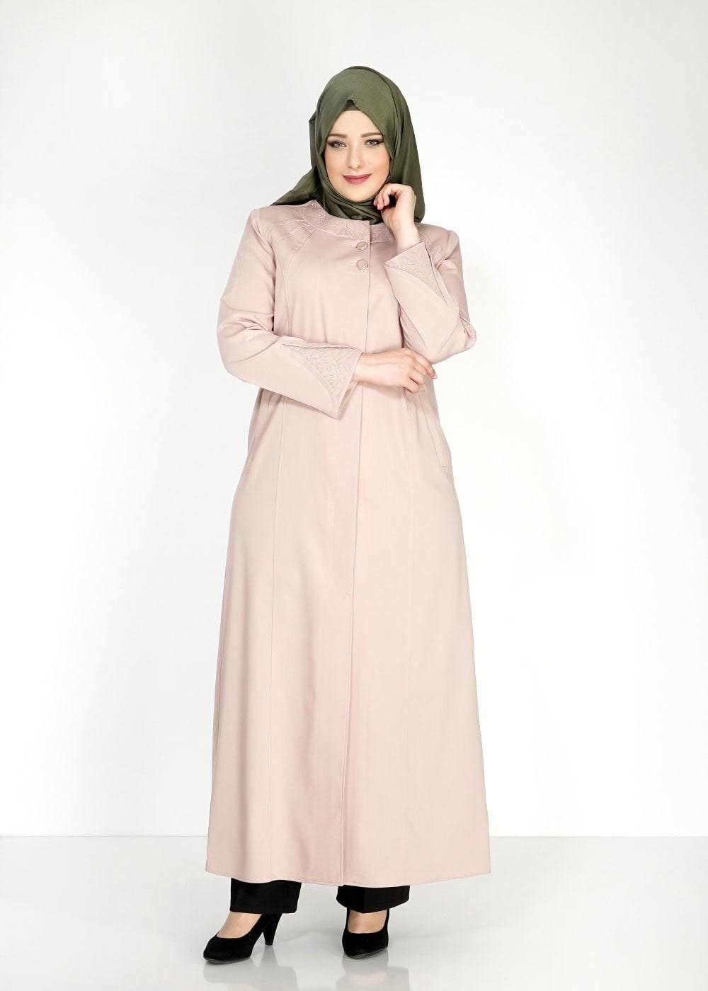 Tesettür giyim PUDRA 1535 İnessa Tesettür Pardesü