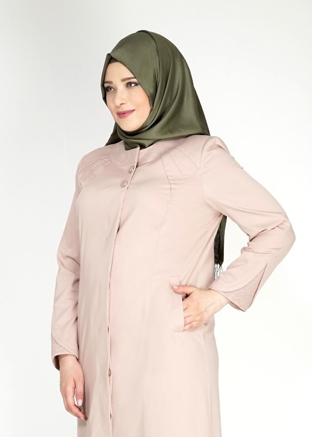 Tesettür giyim PUDRA 1535 İnessa Tesettür Pardesü