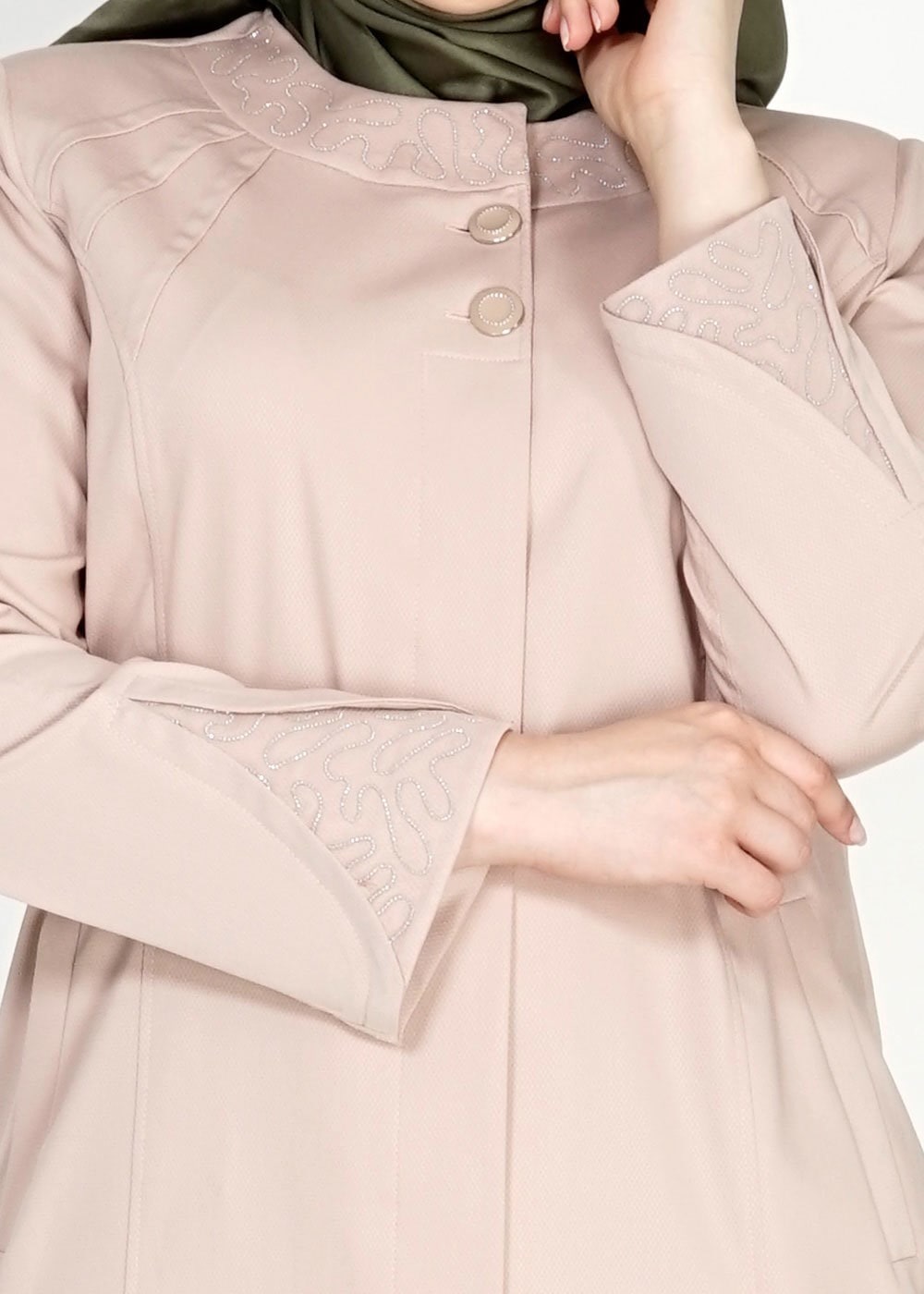 Tesettür giyim PUDRA 1535 İnessa Tesettür Pardesü