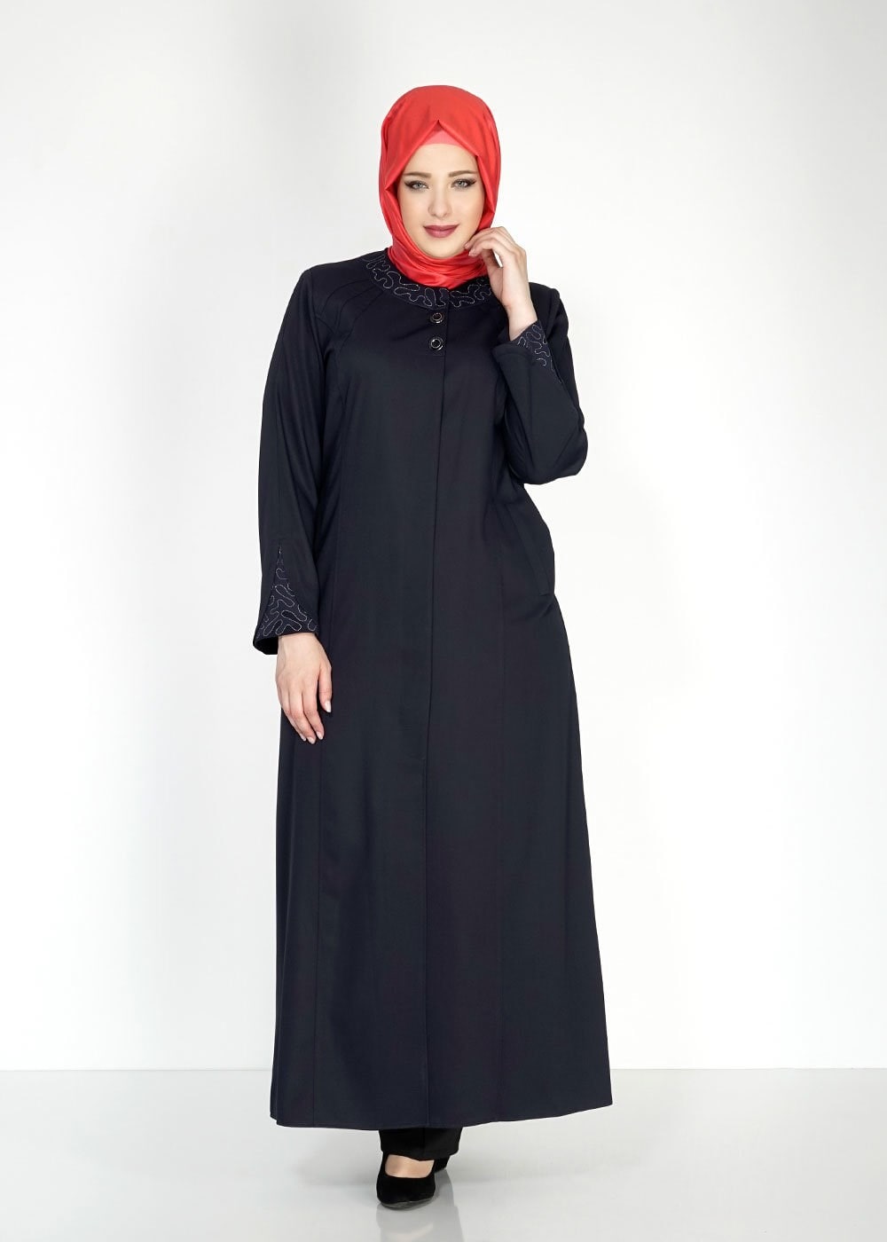 Tesettür giyim LACİVERT 1535 İnessa Tesettür Pardesü