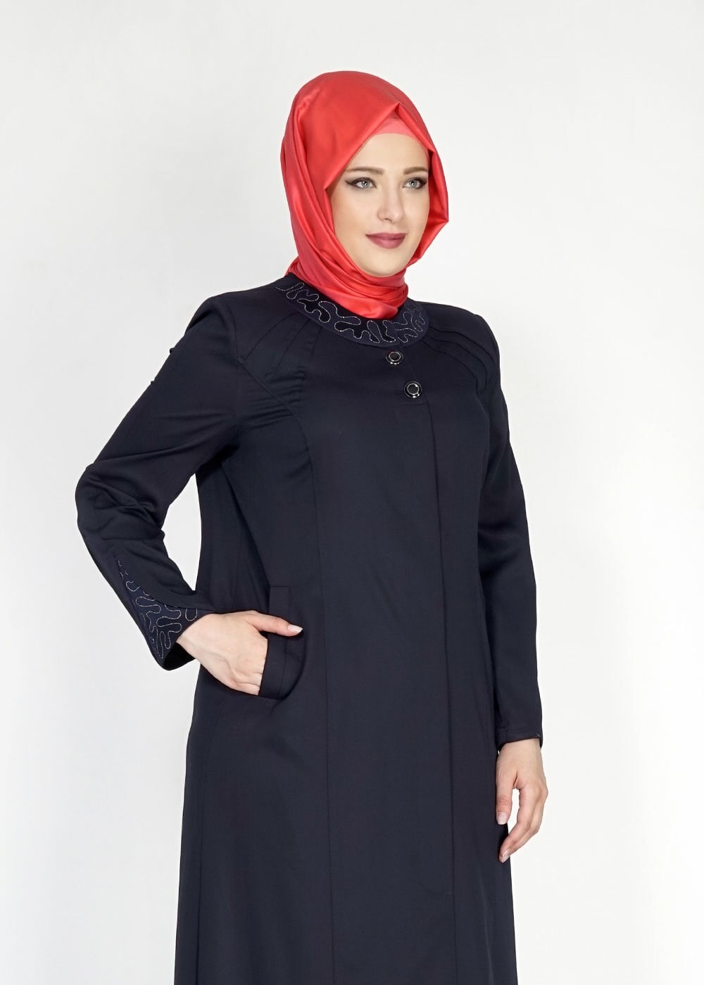 Tesettür giyim LACİVERT 1535 İnessa Tesettür Pardesü