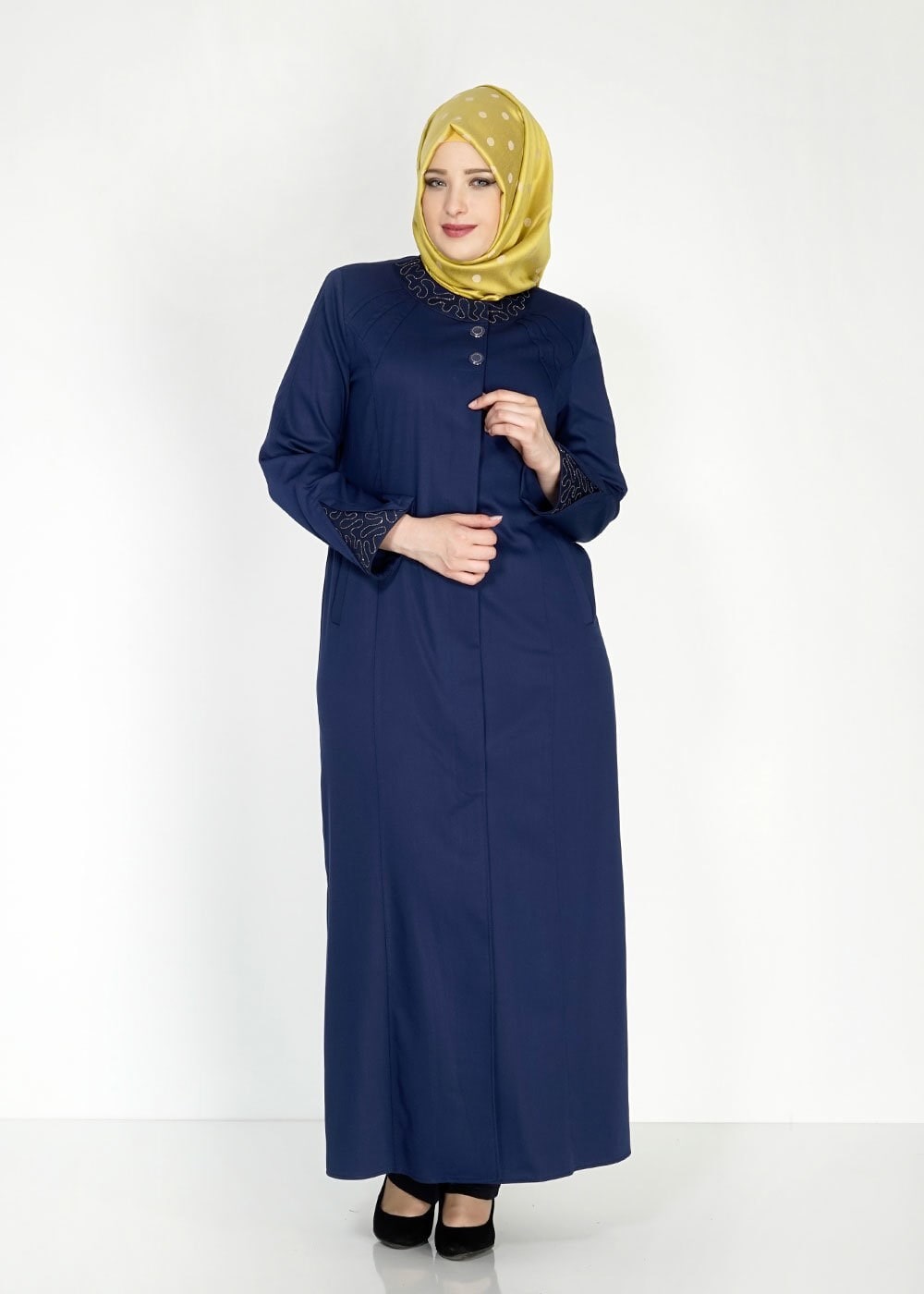 Tesettür giyim LACİVERT 1535 İnessa Tesettür Pardesü