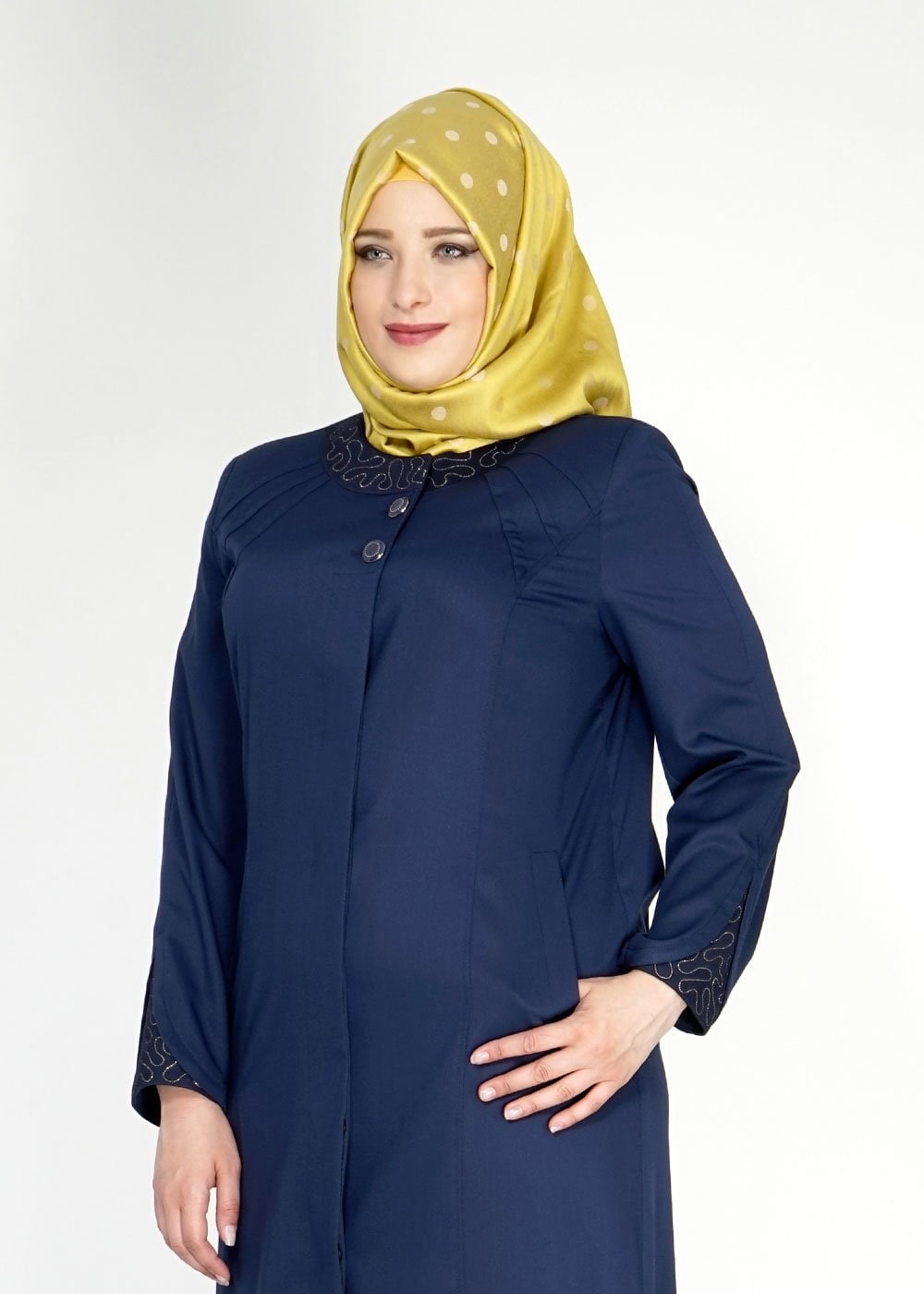 Tesettür giyim LACİVERT 1535 İnessa Tesettür Pardesü