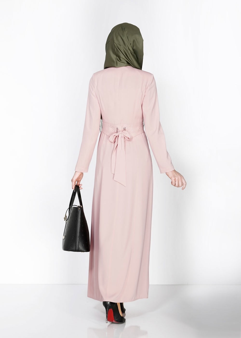 Tesettür giyim PUDRA İŞLEME DETAYLI FERMUARLI PARDESÜ 1541