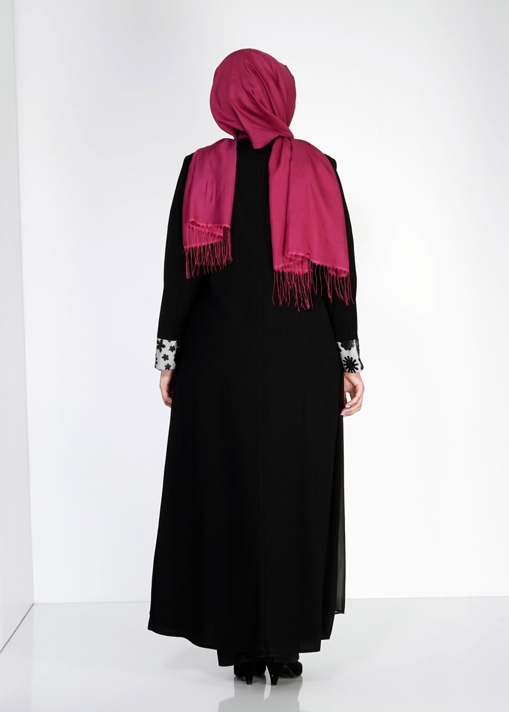 Tesettür giyim SİYAH 1550 Amay Tesettür Pardesü