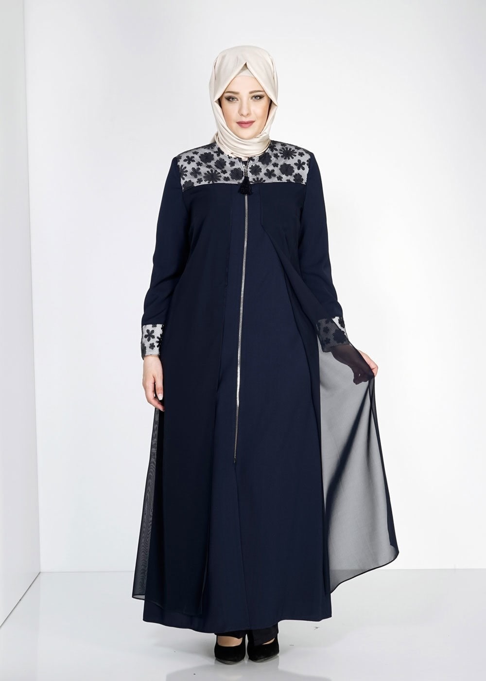Tesettür giyim LACİVERT 1550 Amay Tesettür Pardesü