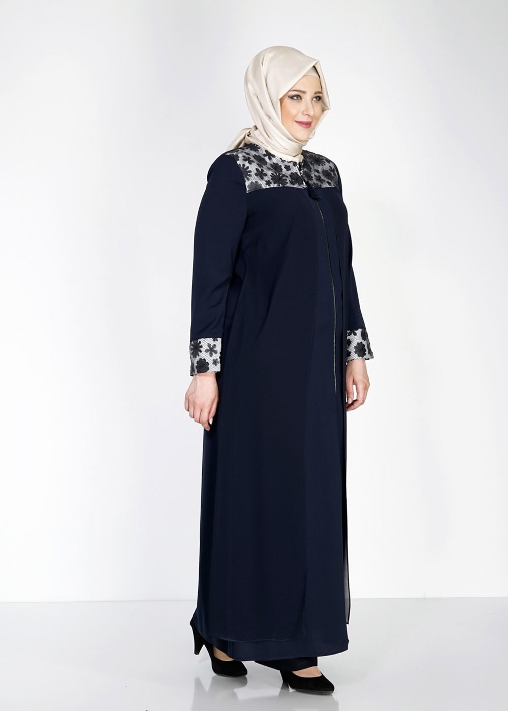 Tesettür giyim LACİVERT 1550 Amay Tesettür Pardesü