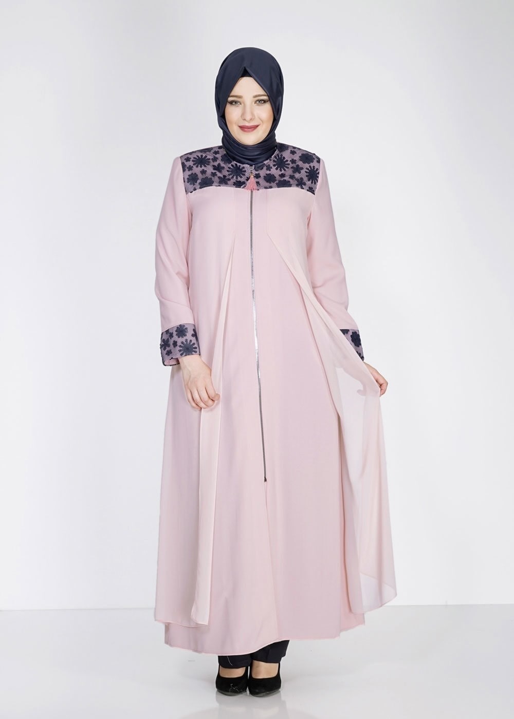 Tesettür giyim PUDRA 1550 Amay Tesettür Pardesü