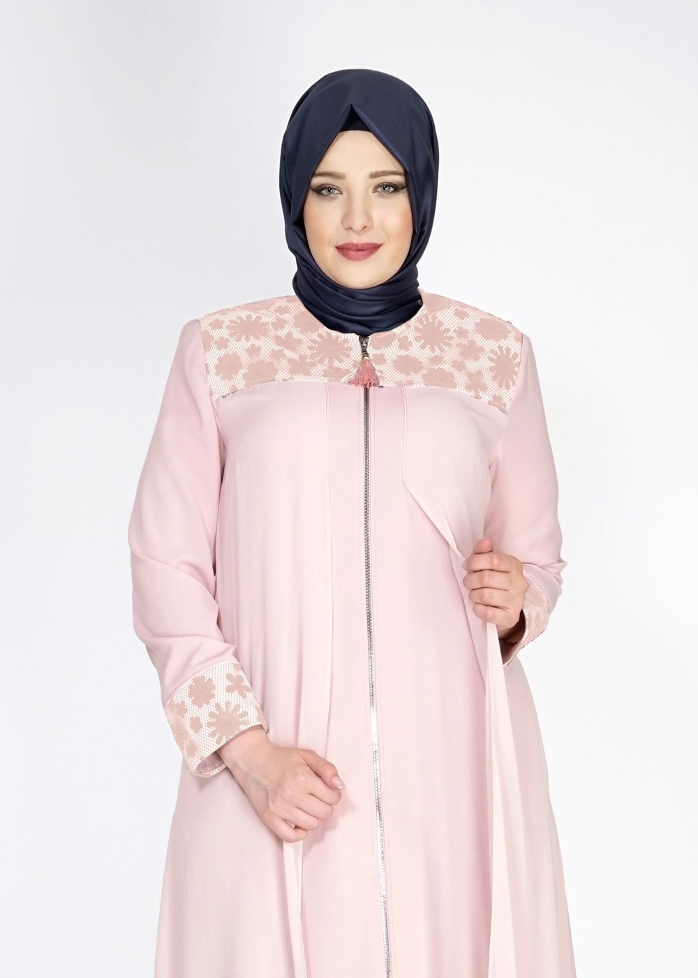 Tesettür giyim PUDRA 1550 Amay Tesettür Pardesü