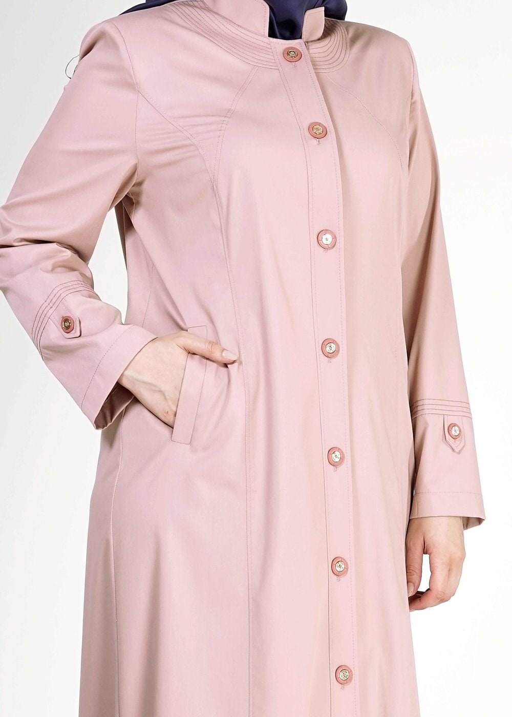 Tesettür giyim PUDRA 1558 Dulce Tesettür Pardesü