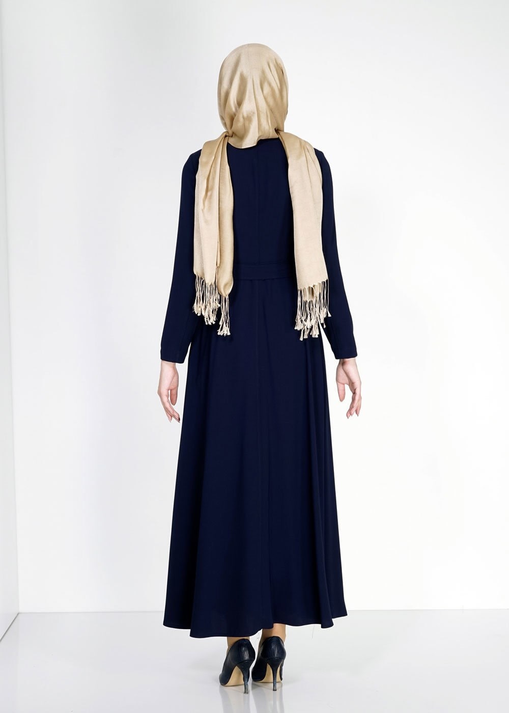 Tesettür giyim LACİVERT ZİKZAK DESENLİ FERMUARLI PARDESÜ 1562