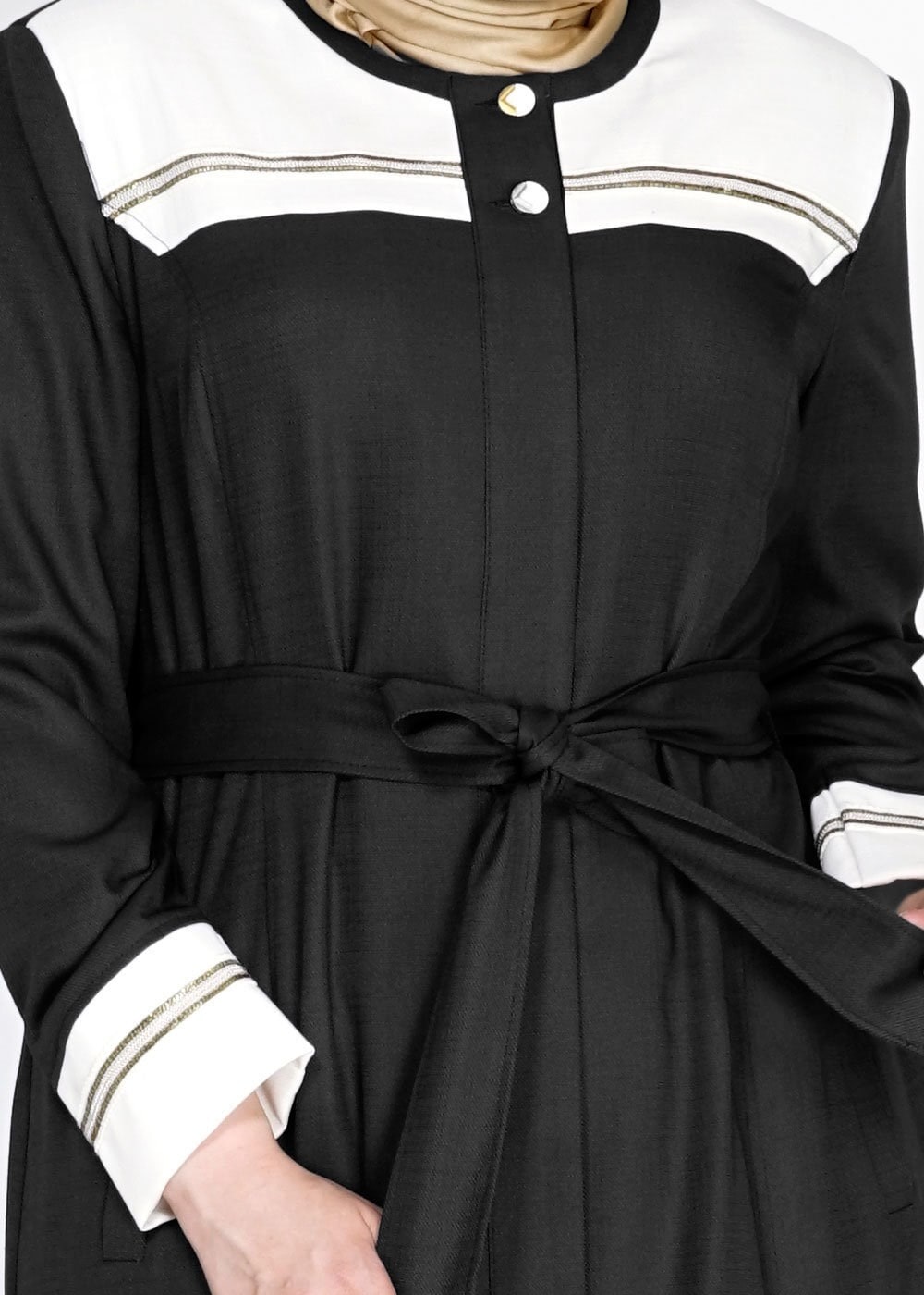 Tesettür giyim SİYAH 1564 Sevilla Keten Tesettür Pardesü