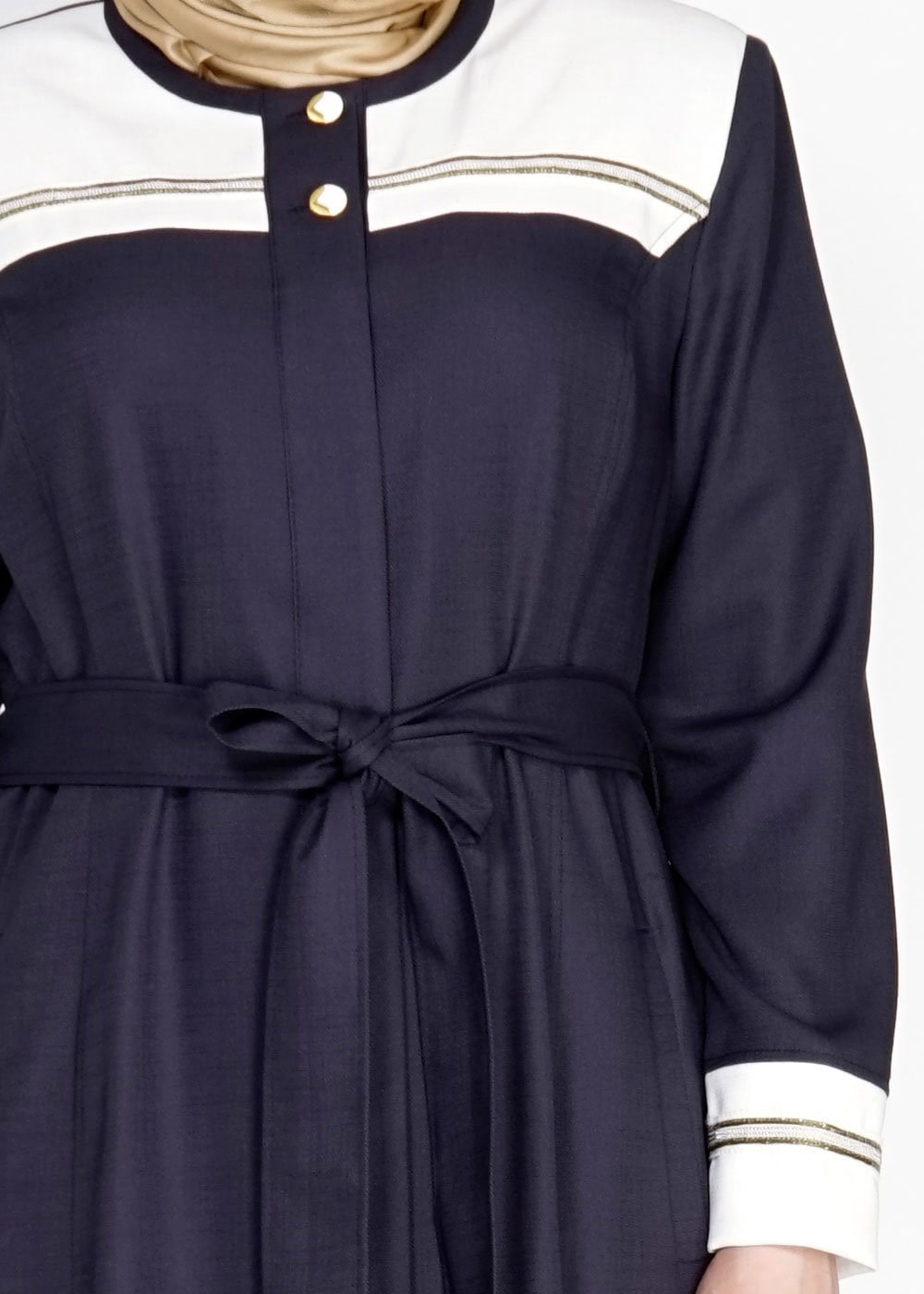 Tesettür giyim LACİVERT 1564 Sevilla Keten Tesettür Pardesü