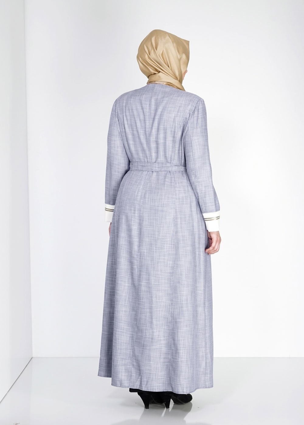 Tesettür giyim LACİVERT 1564 Sevilla Keten Tesettür Pardesü