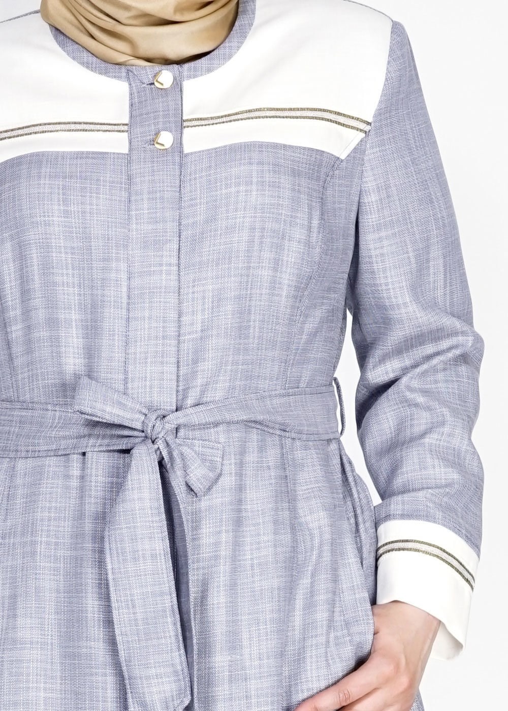 Tesettür giyim LACİVERT 1564 Sevilla Keten Tesettür Pardesü