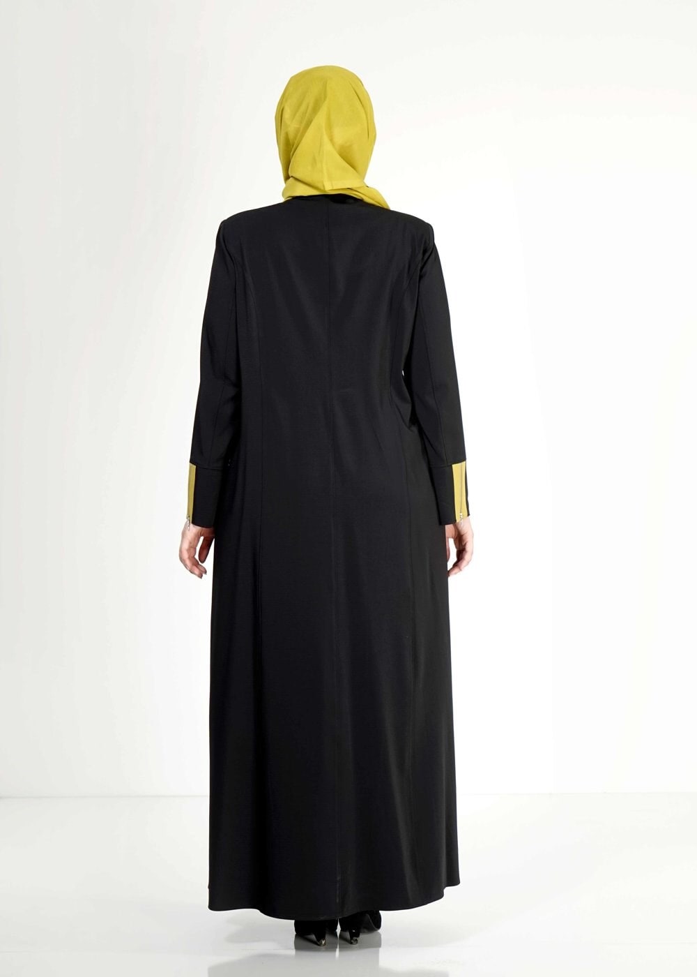 Tesettür giyim SİYAH 1585 Ekose Tesettür Pardesü