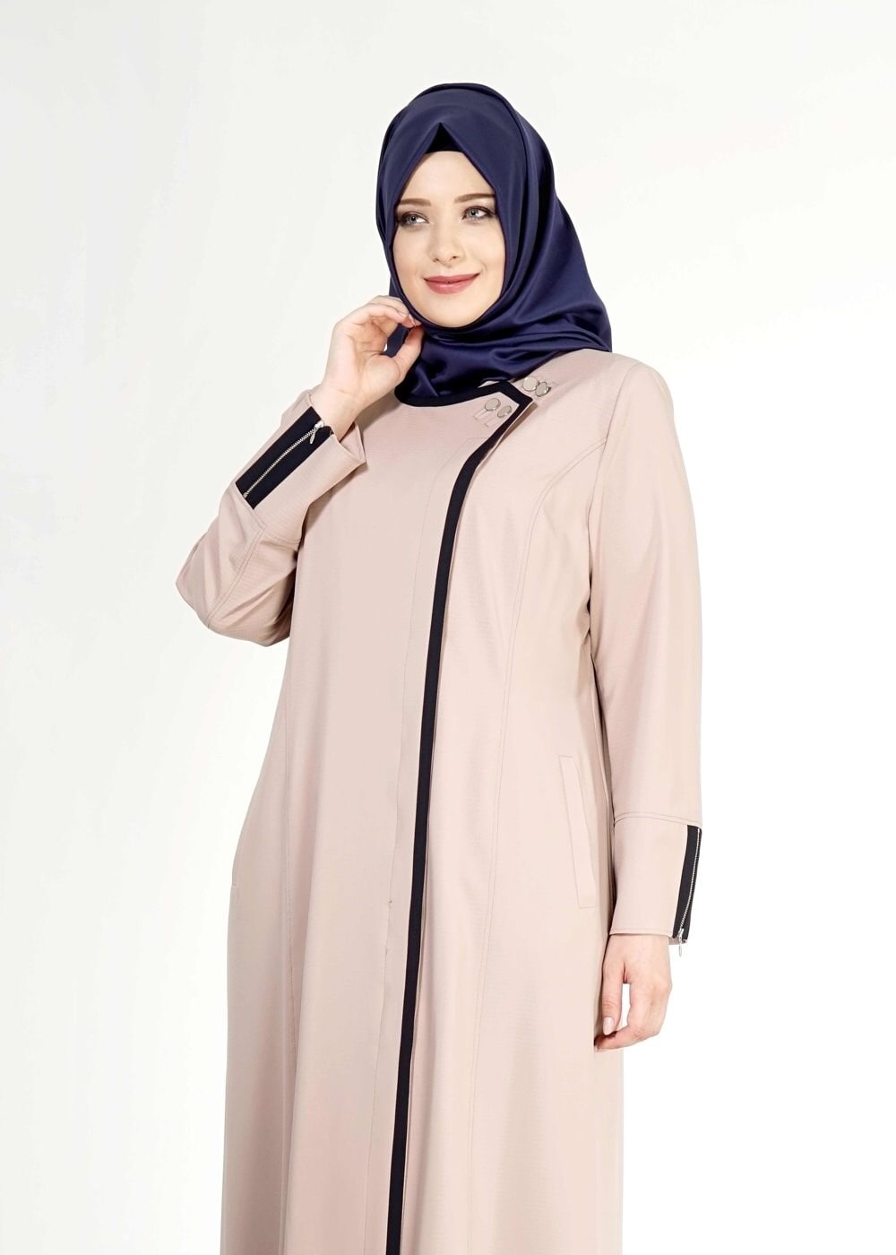 Tesettür giyim BEJ 1585 Ekose Tesettür Pardesü
