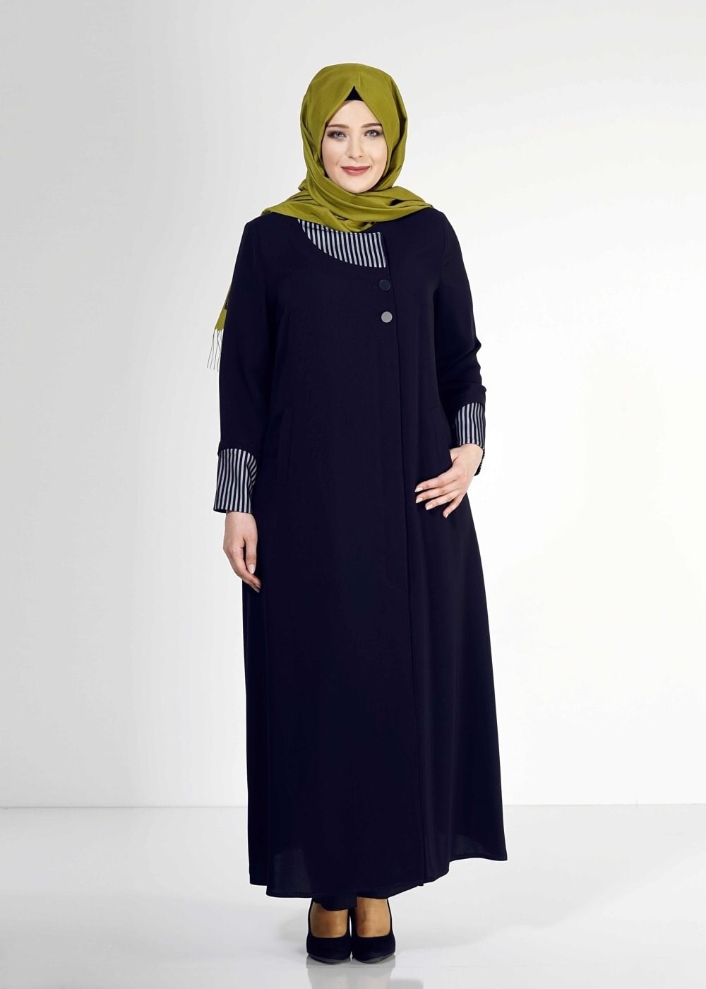 Tesettür giyim LACİVERT 1588 Farah Tesettür Pardesü